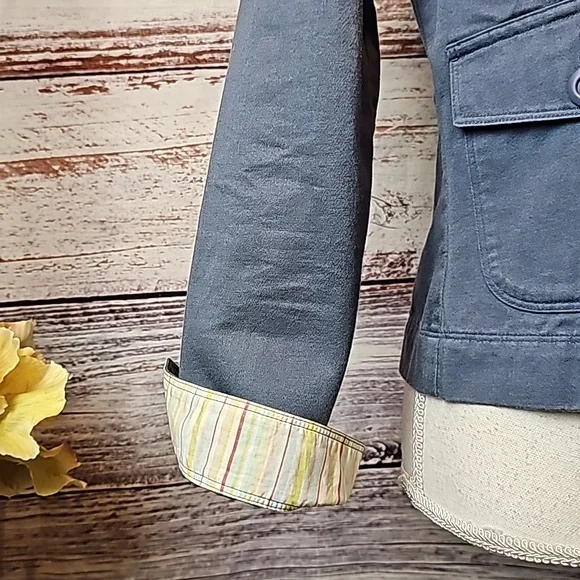 NEW VINTAGE L.L.BEAN BLUE LONG SLEEVE BUTTON-UP CROPPED JACKET - Picture 10 of 16